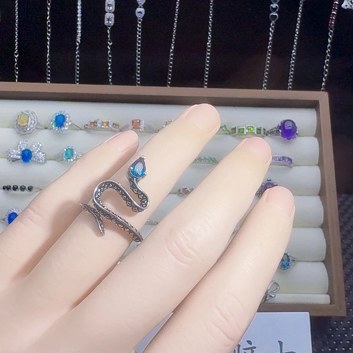 戒指托帕石银S925镶嵌