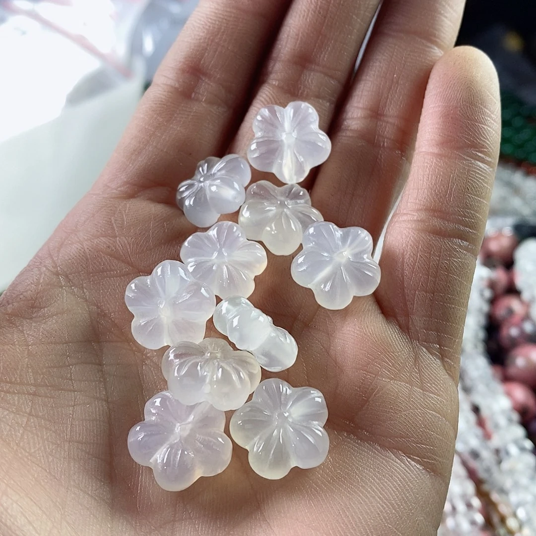 玛瑙/玉髓珠宝半成品合金一个14mm荔枝冻花花A21