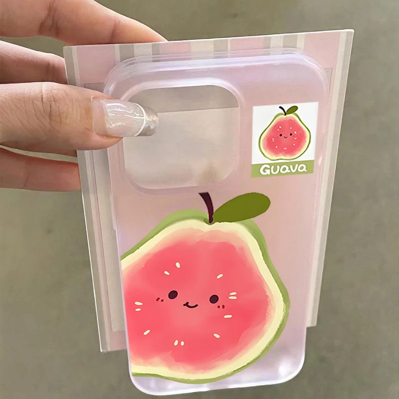 可爱粉芭乐适用iphone16promax苹果15手机壳14PLUS软13防摔12幻影