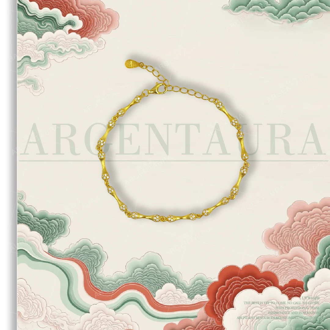 925银手链 玉总Lesley | 银卷风Argentaura | 拉丝微镶竹节手链