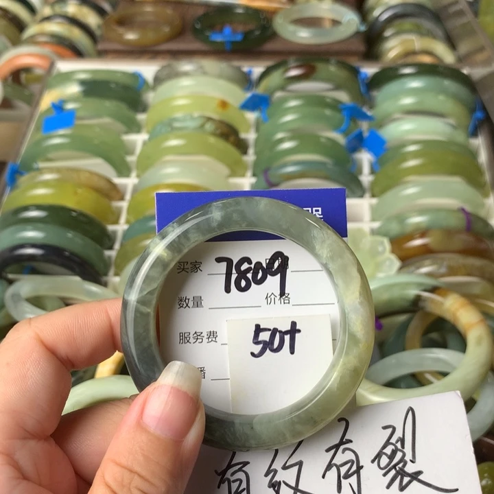 未镶嵌蛇纹石玉手镯7809