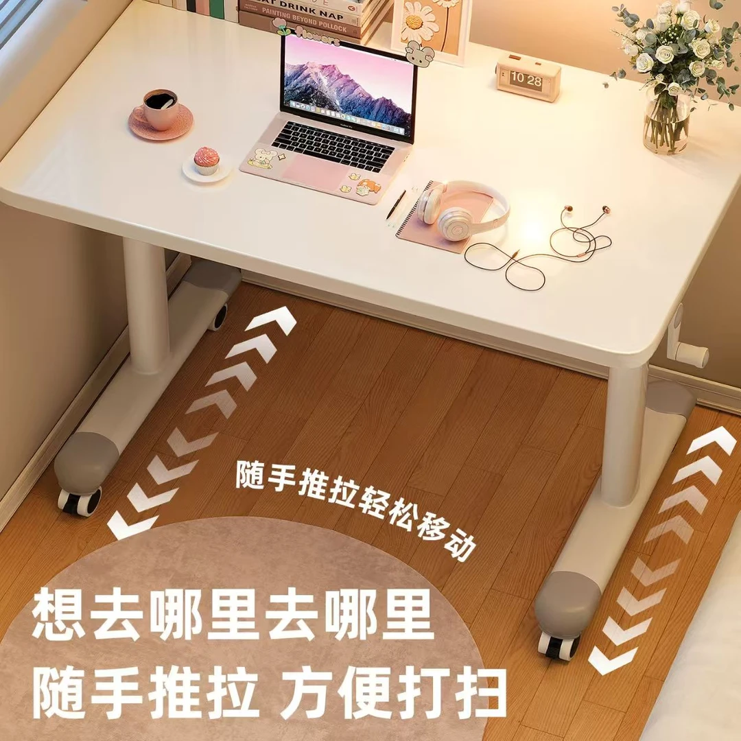 床边桌可移动手摇升降电脑桌简易学生书桌卧室宿舍家用学习小桌子