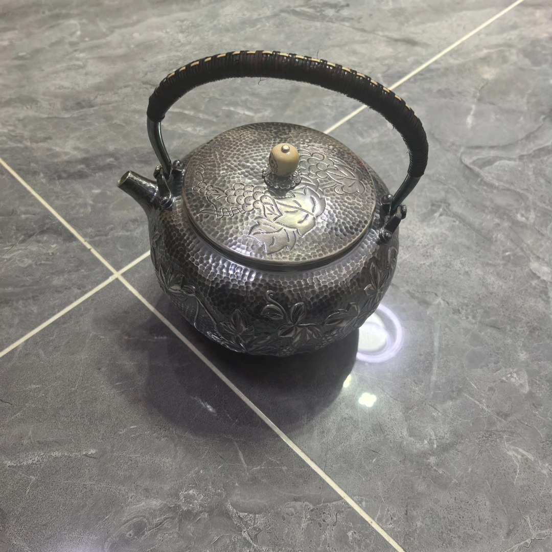 日式手工银壶，茶壶，提梁壶