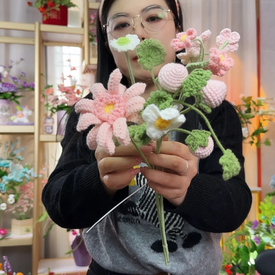 纯手工钩织钩织花束