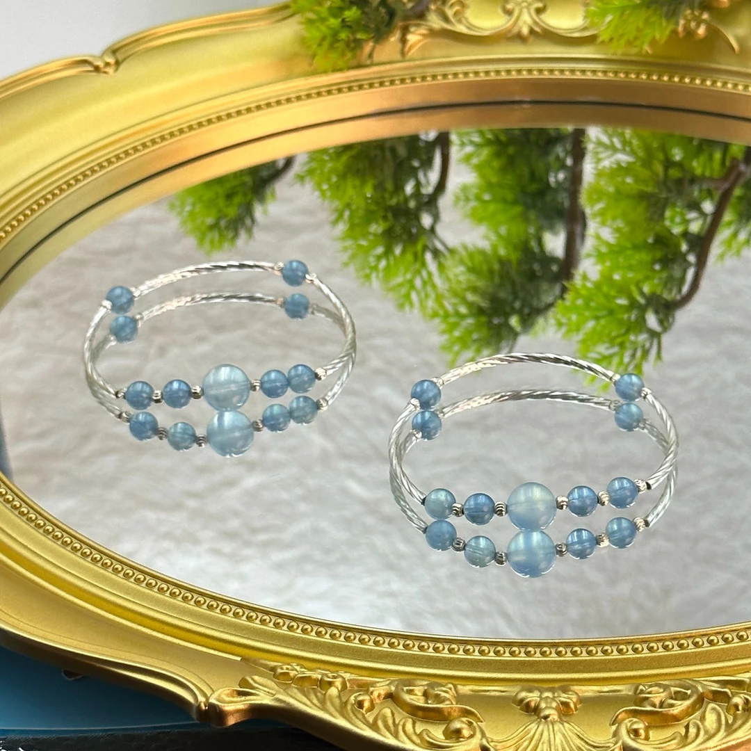 “深海之钥”镶嵌天然水晶精品手链半镯百搭气质（莱玺原创设计）