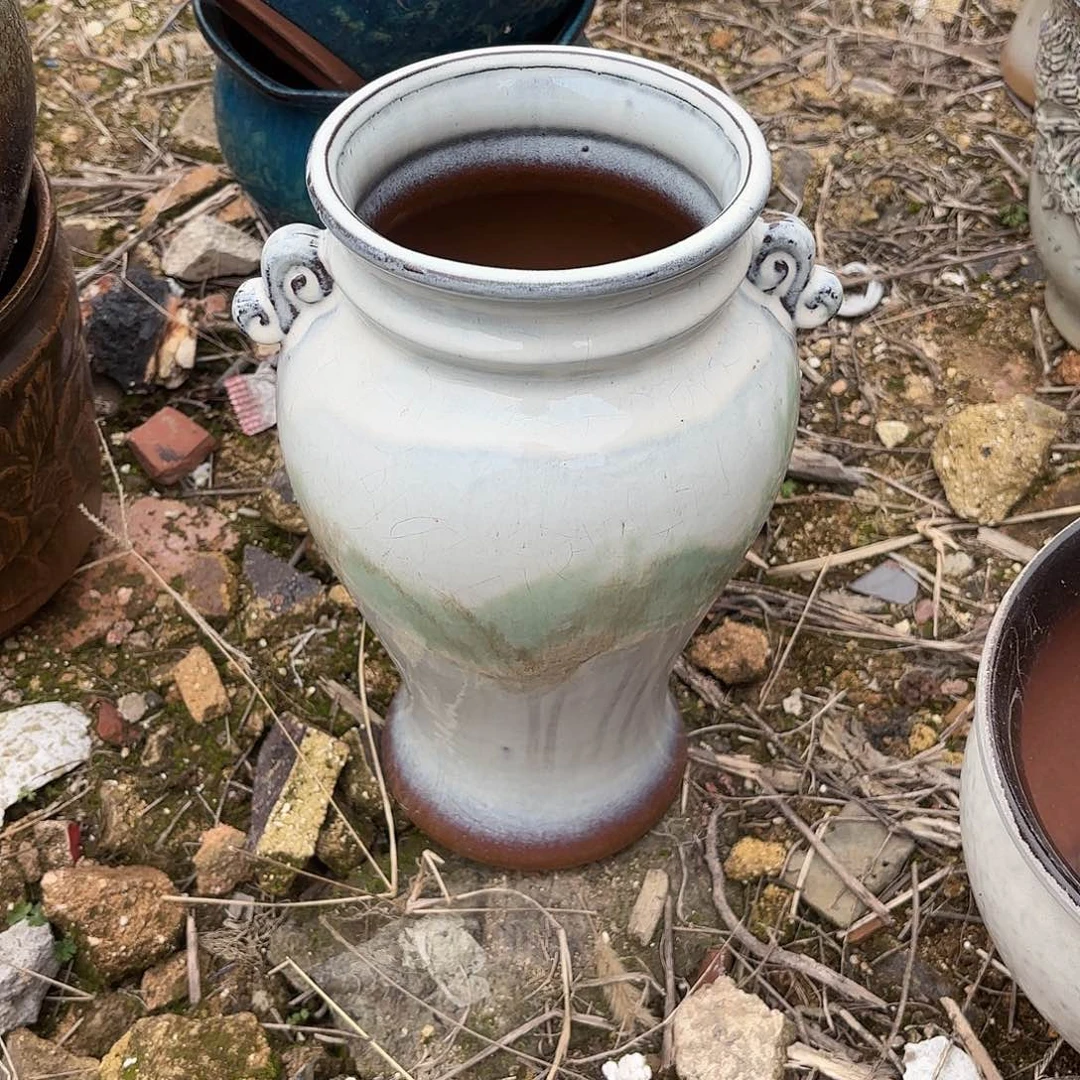 花盆紫砂山水画梅瓶一个15*30