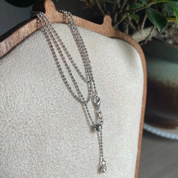 链子925银 爆闪珠珠链可调节万能链百搭时尚简约素款银链长度50cm