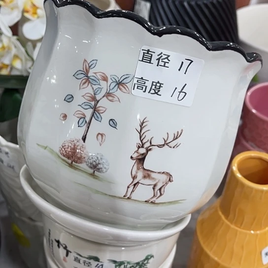 多肉绿植陶瓷花盆9.9包邮，有孔