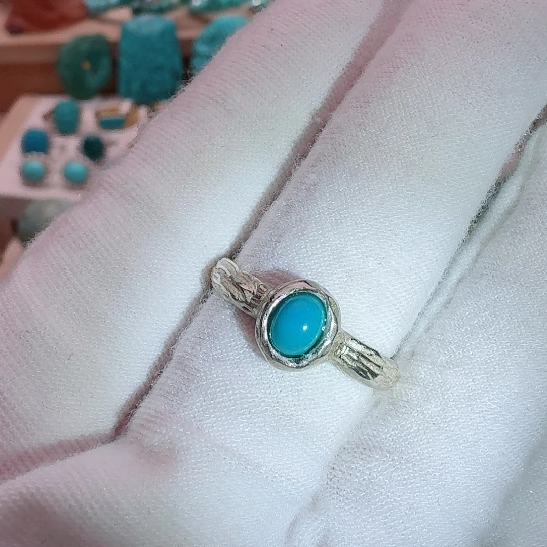 绿松石银S925镶嵌戒指