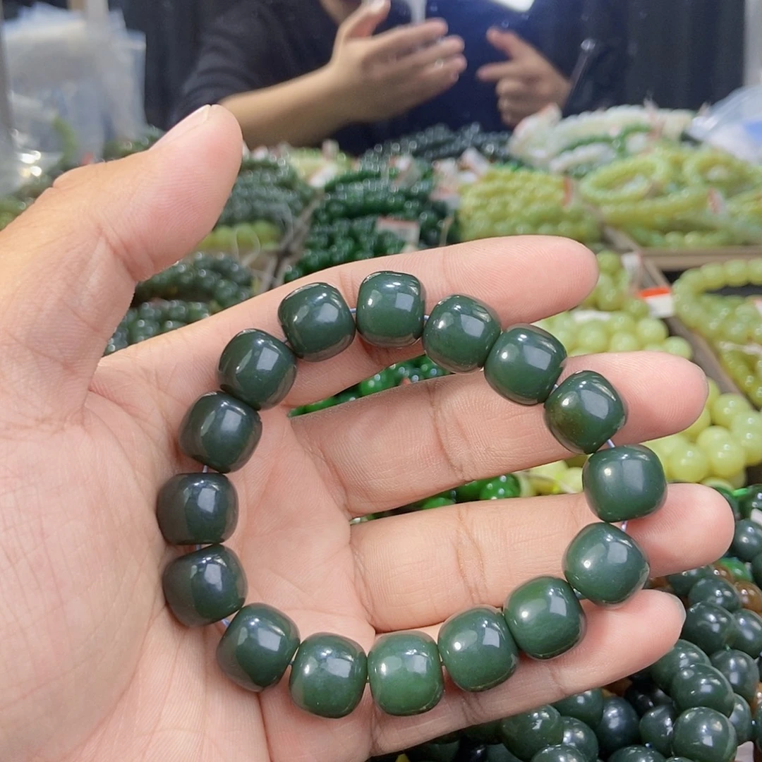 和田玉未镶嵌手串天然卡14且末料且末蓝多样性拍一发一