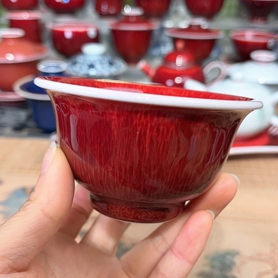 景德镇陶瓷红马坊大压手杯