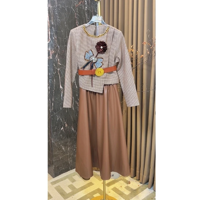 【芙娜妮轻奢】秋冬新款小众设计气质显瘦名媛女装两件套F2432521