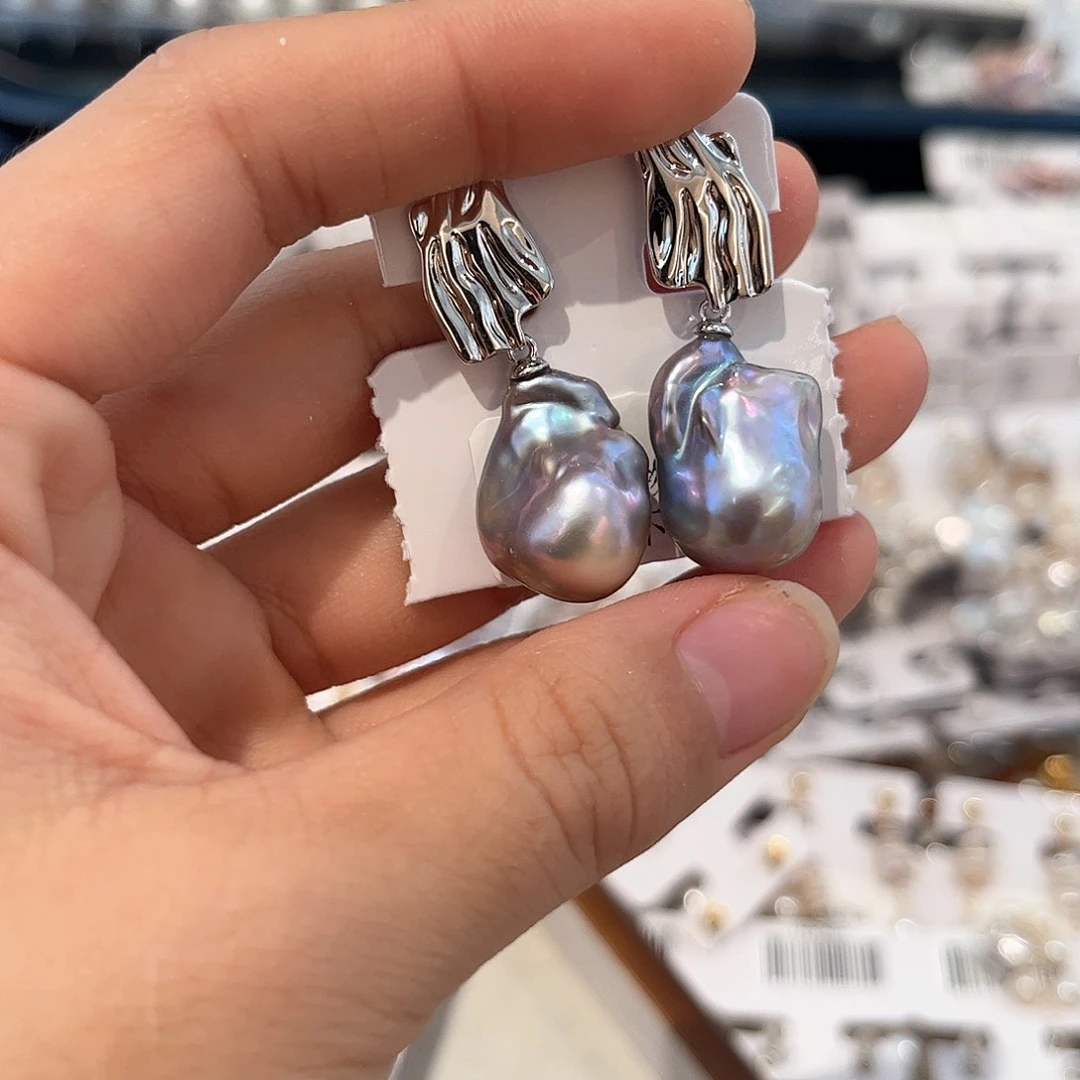 合金淡水珍珠耳饰