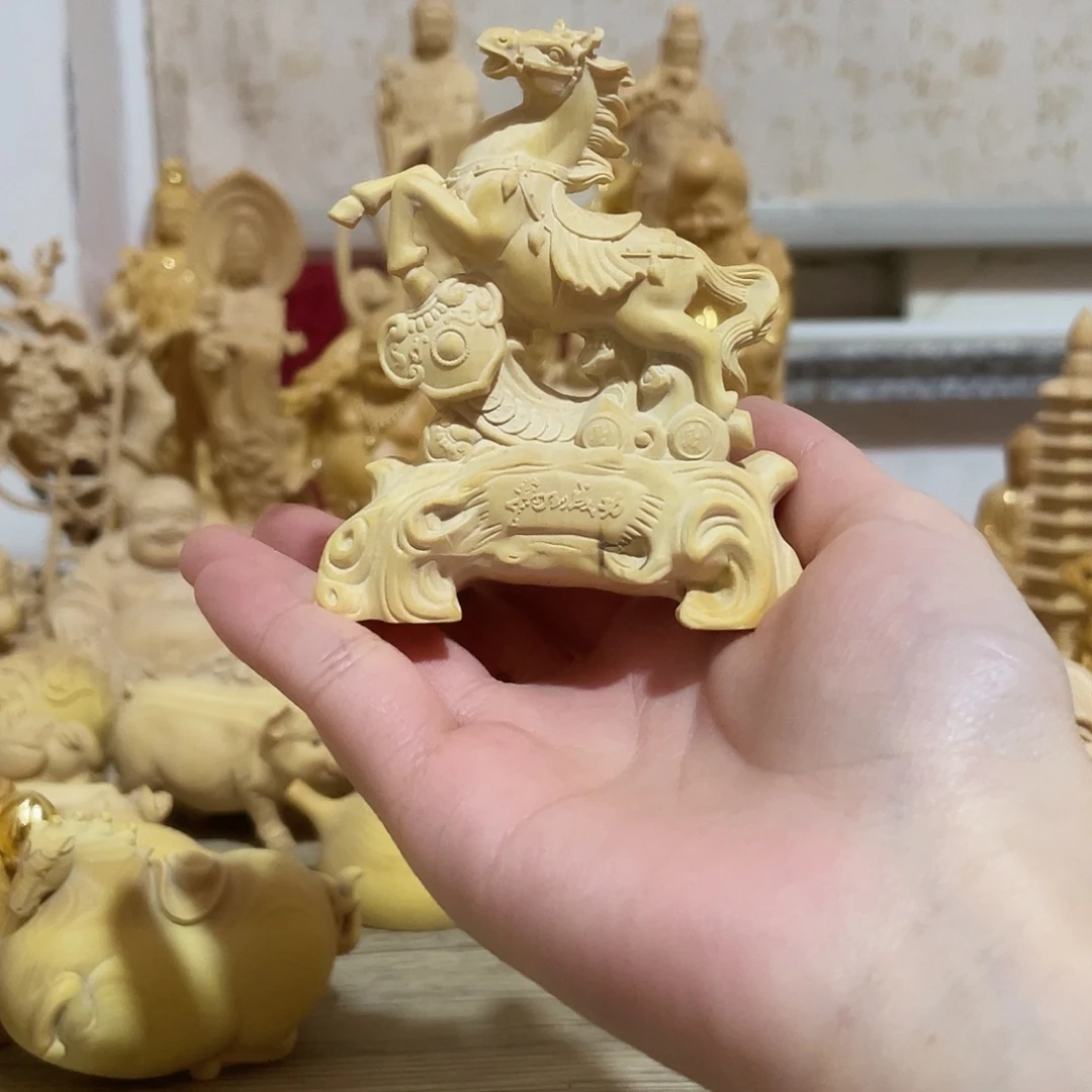 黄杨木马摆件小叶黄杨木树结