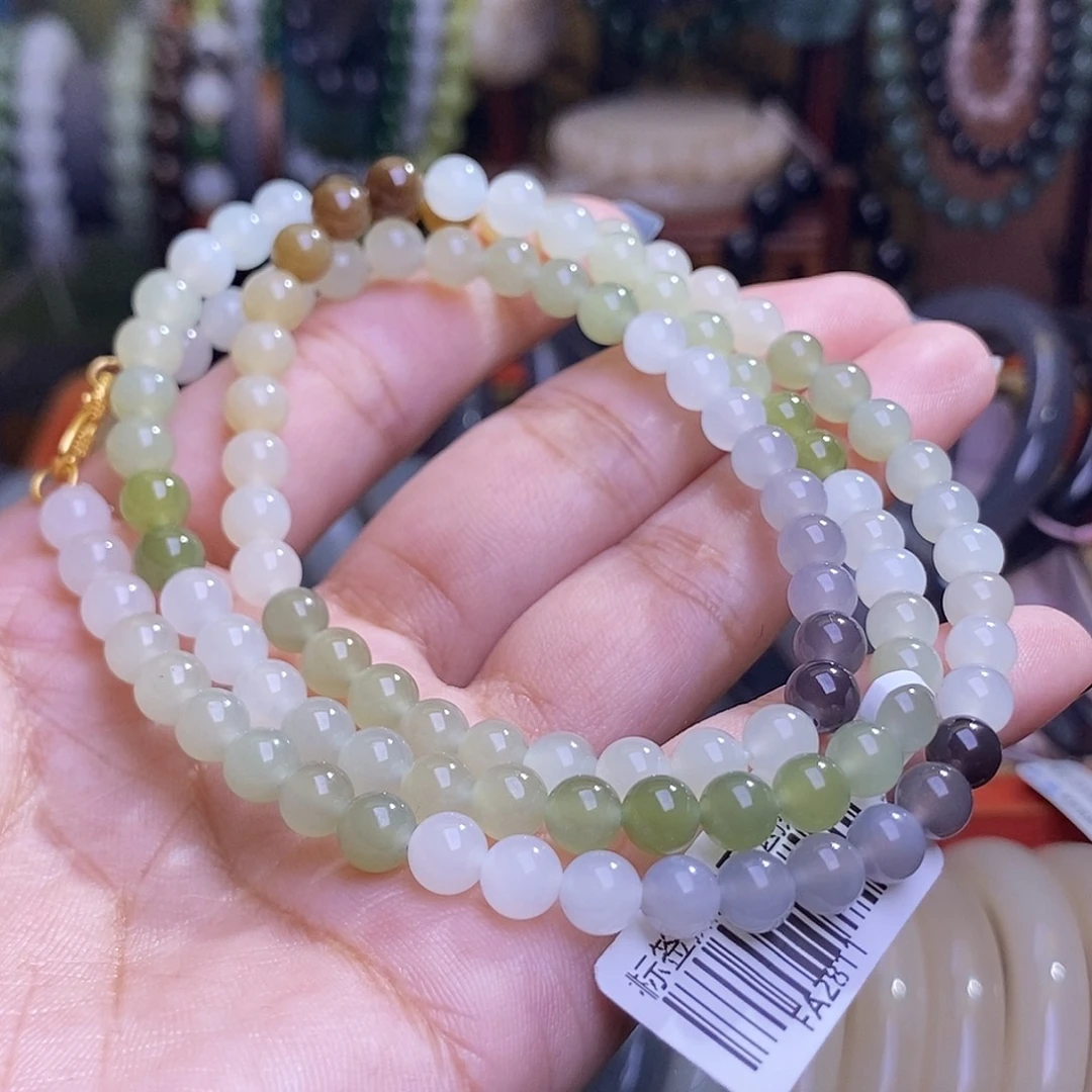 和田玉未镶嵌颈饰多宝老料约6mm108佛珠