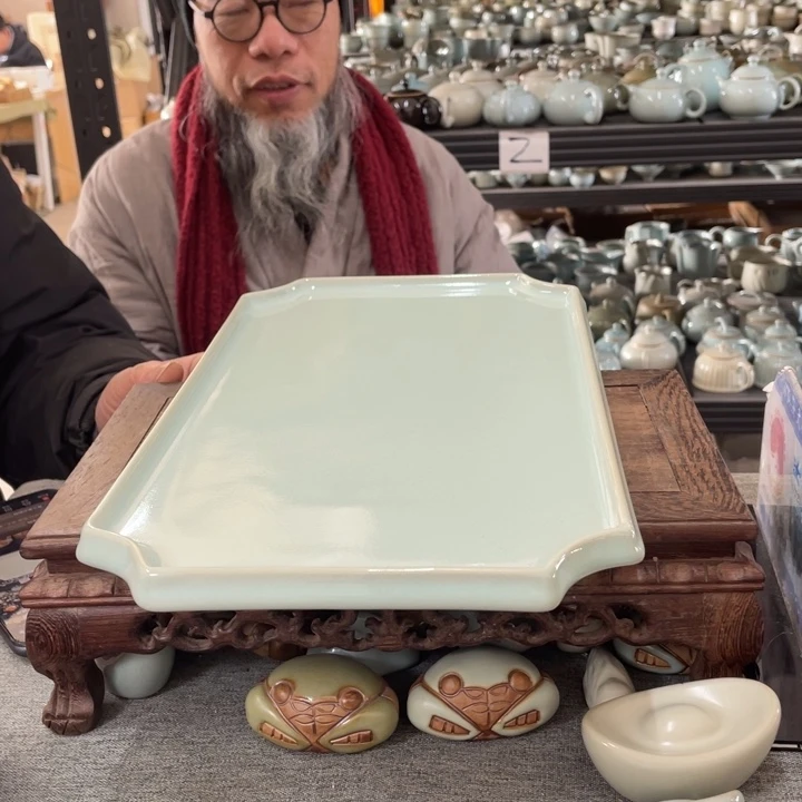 摆件天青釉大茶盘