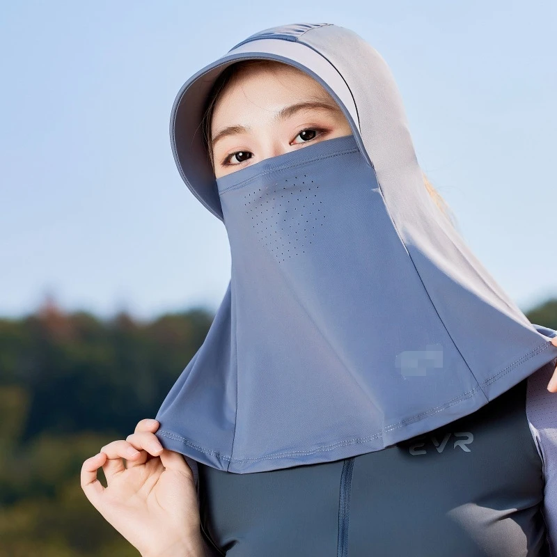 新款全脸遮阳帽子夏季防晒帽防紫外线户外骑行护颈面罩太阳帽