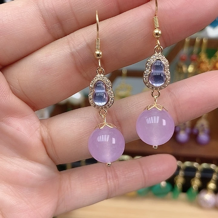 玛瑙/玉髓合金耳饰