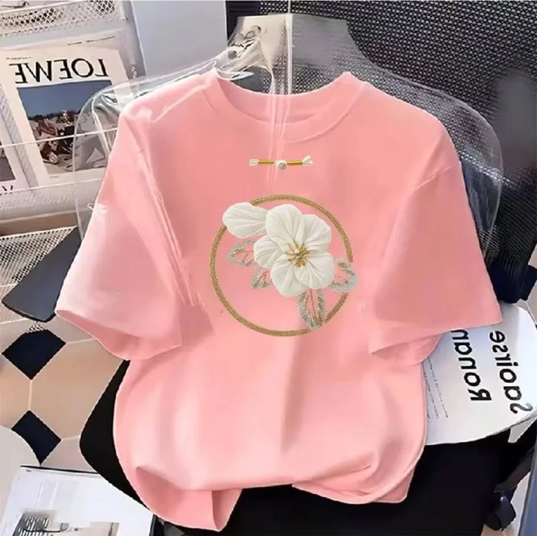 【100%纯棉】上新女款女士百搭潮流短袖t恤春夏圆领显瘦半袖