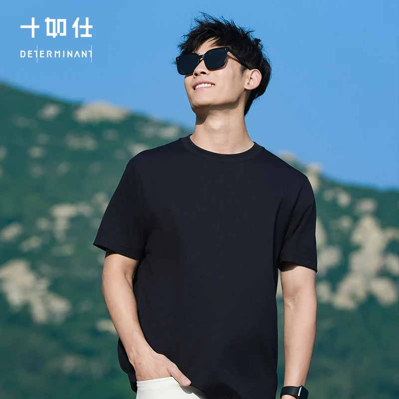 十如仕单向导湿夏季短袖t男士圆领透气户外休闲简约男T恤T33-01