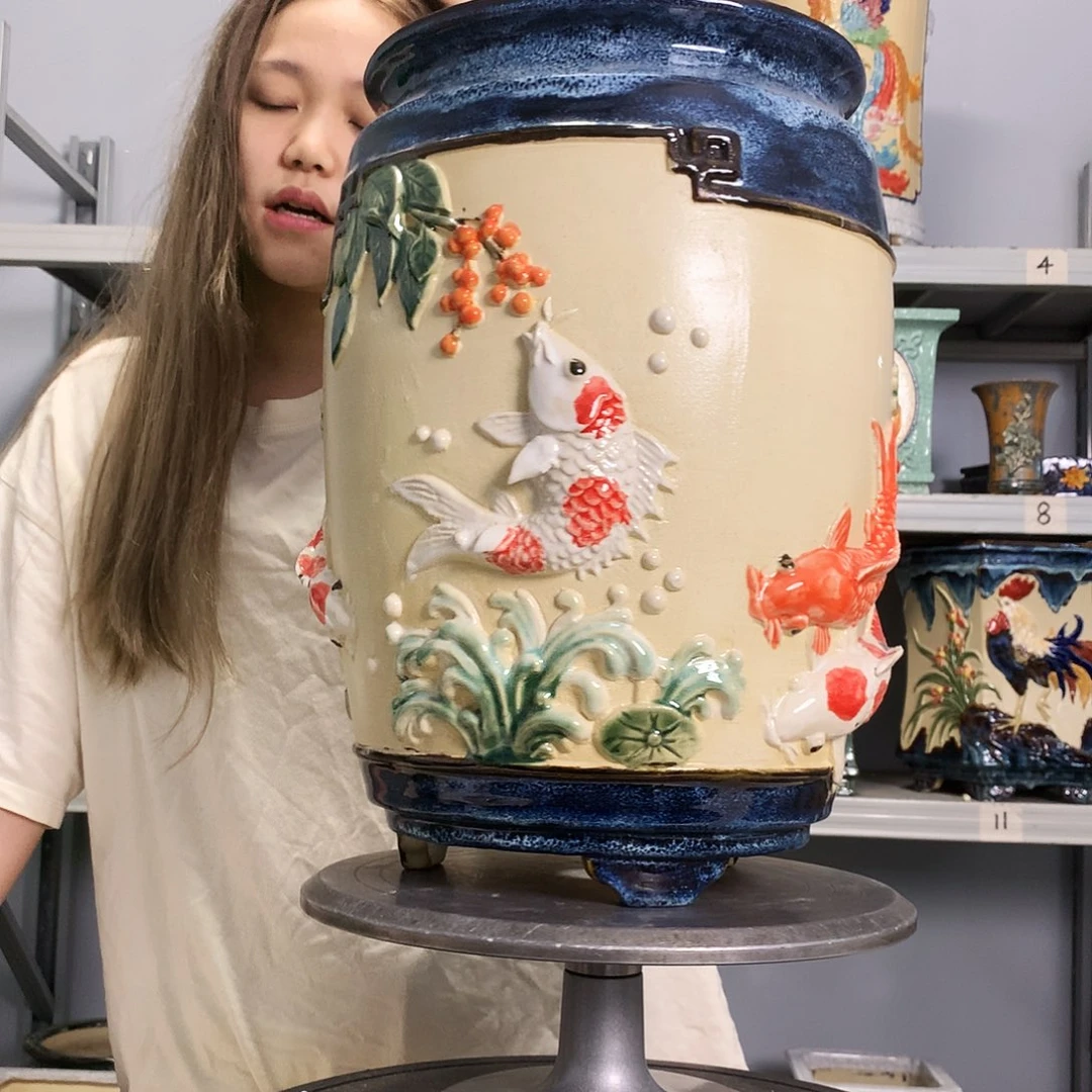 杏*茶实物拍摄湾盆石湾盆