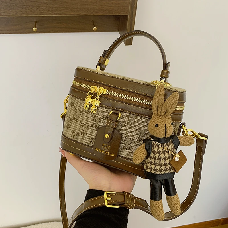 正品秋冬新款女士高级感手提盒子包爆款洋气百搭斜跨小包包单肩包