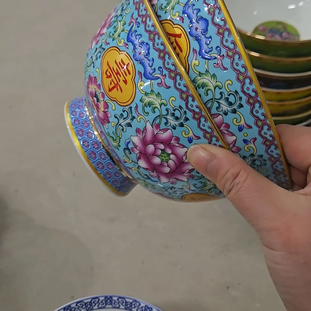 碗瑕疵珐琅彩6寸2个面碗66666