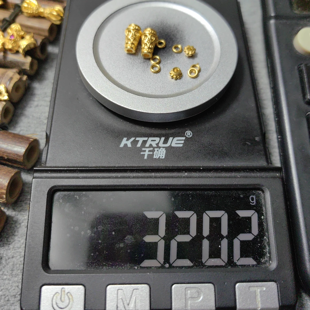 足金999唐草弟子珠黄金文玩配饰