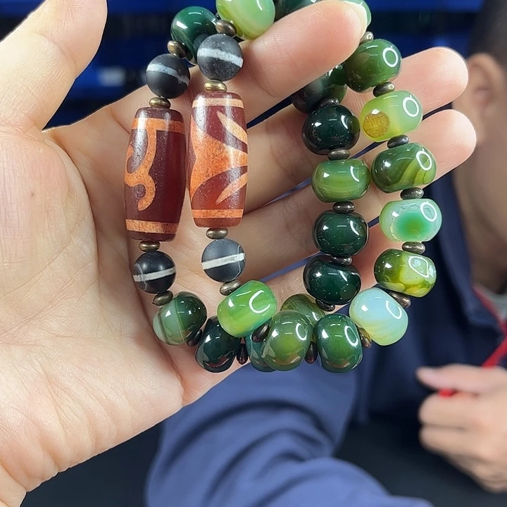 玛瑙未镶嵌手饰T29甘文草配藏珠手串发其一