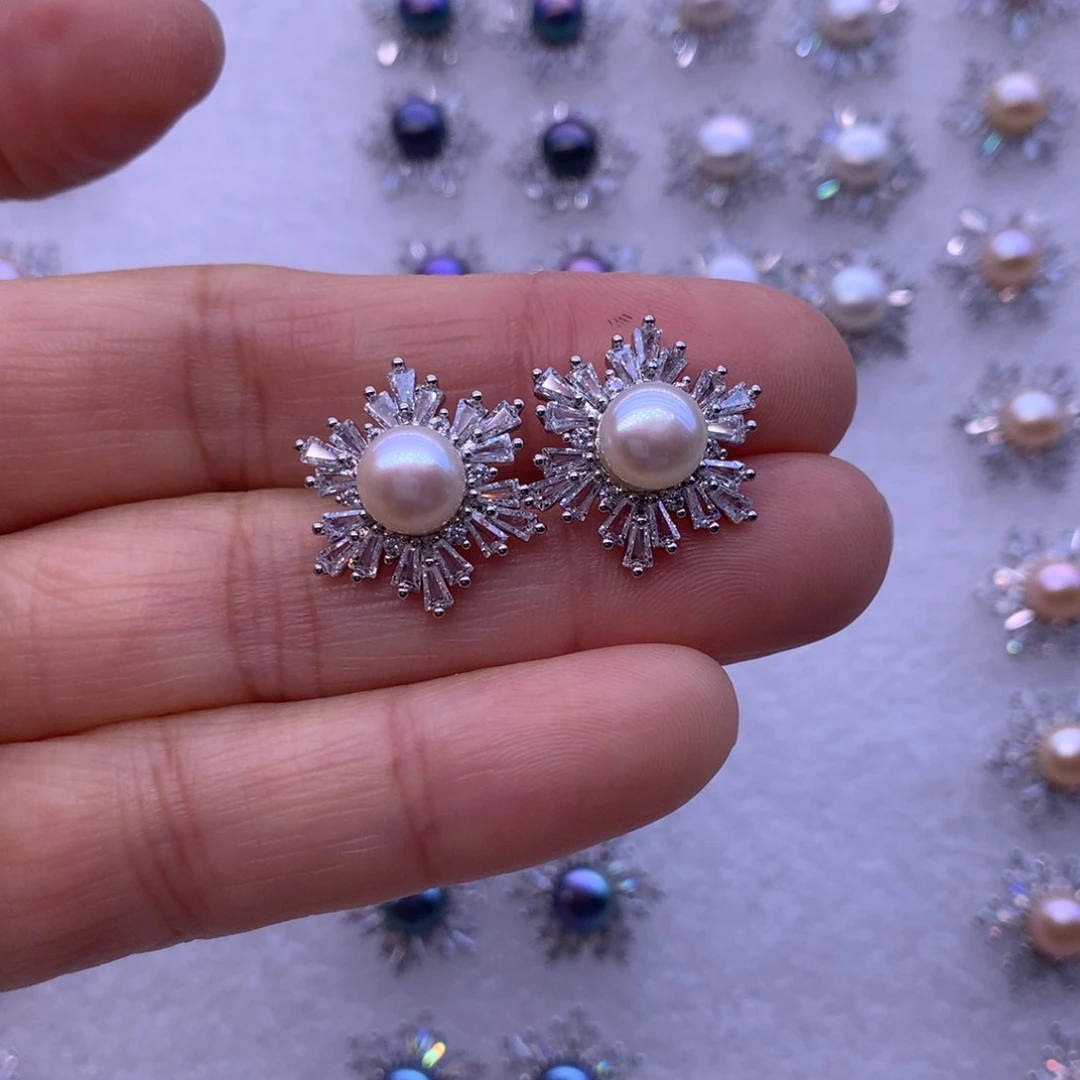 合金淡水珍珠耳饰