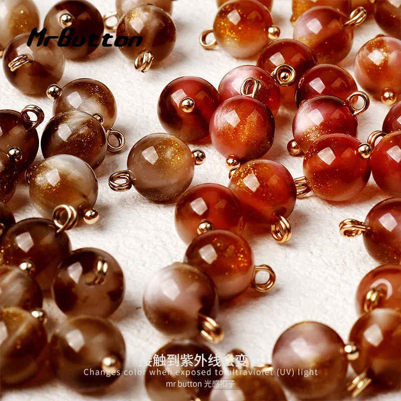 浅咖色光感圆珠纽扣旗袍汉服唐装盘纽扣新中式连衣裙配饰扣子