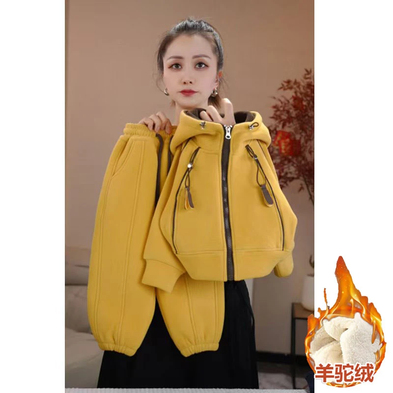 【850克加绒加厚】儿童2025新款冬季韩版厚绒开衫两件洋气休闲套装