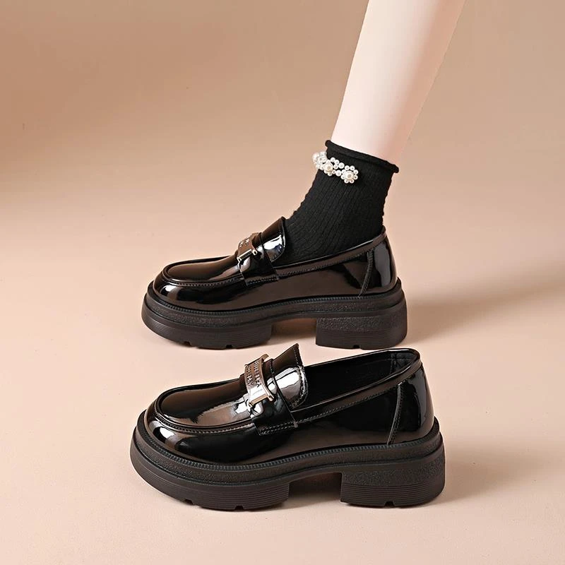 厚底乐福鞋女2025新款秋季英伦风小皮鞋女款百搭时尚休闲粗跟女鞋
