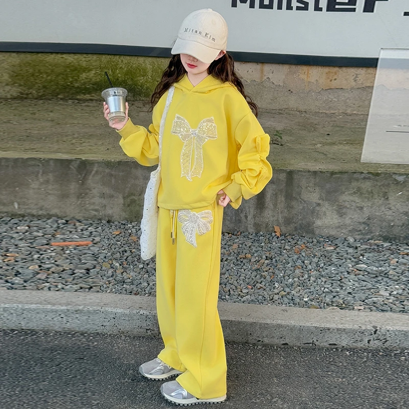 女童套装多巴胺穿搭春秋款2025新款女孩春季洋气潮酷卫衣两件套装