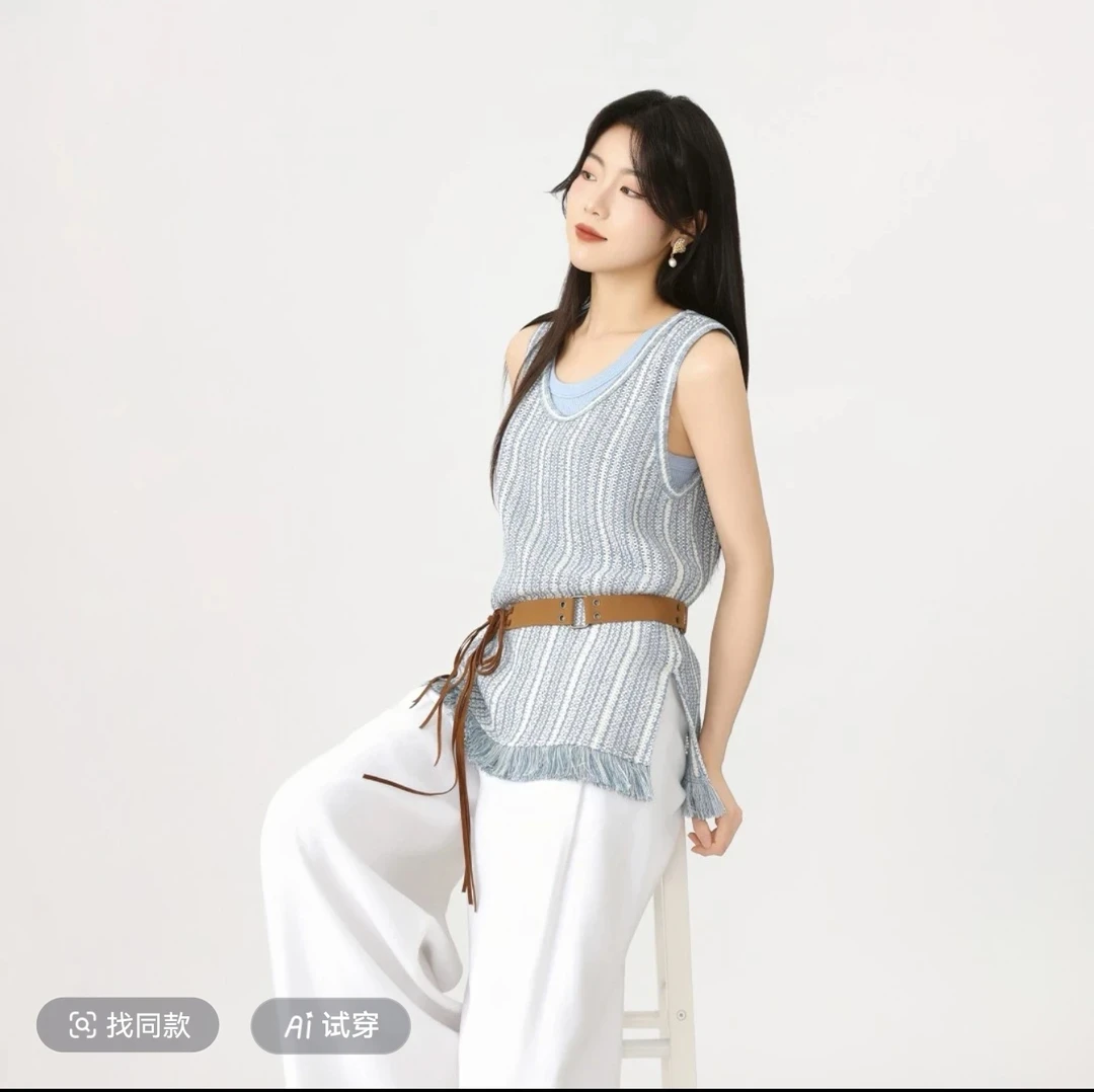 商场同款夏季新款气质镂空设计千金风时尚蕾丝背心女  530049