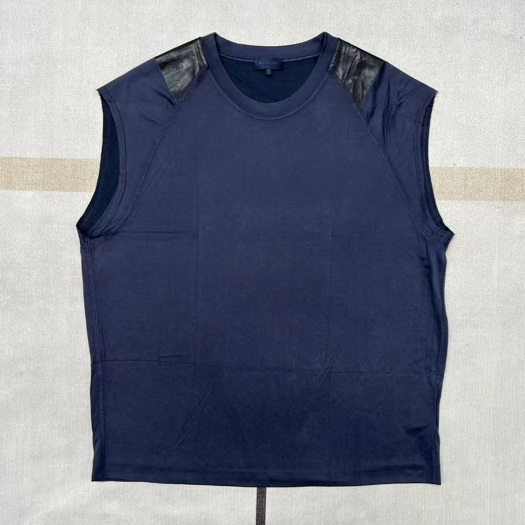 未使用 LANVIN 运动风男纯色青春活力朋克风背心男士