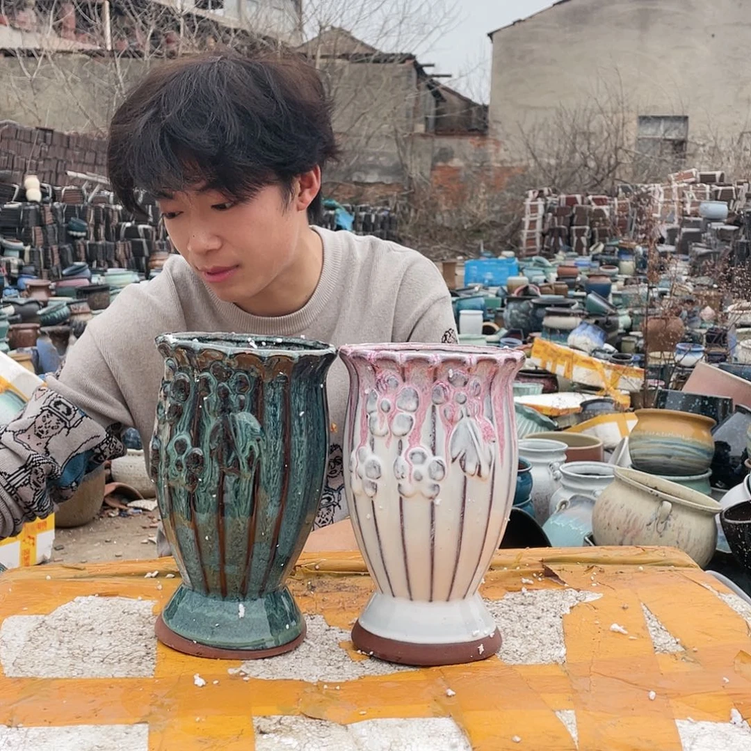 宜兴紫砂粗陶花盆