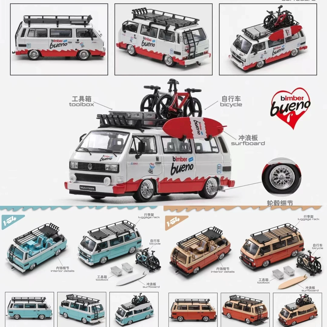 Mortal 1:64 大众T3 低趴 白色bueno 合金汽车模型收藏摆件