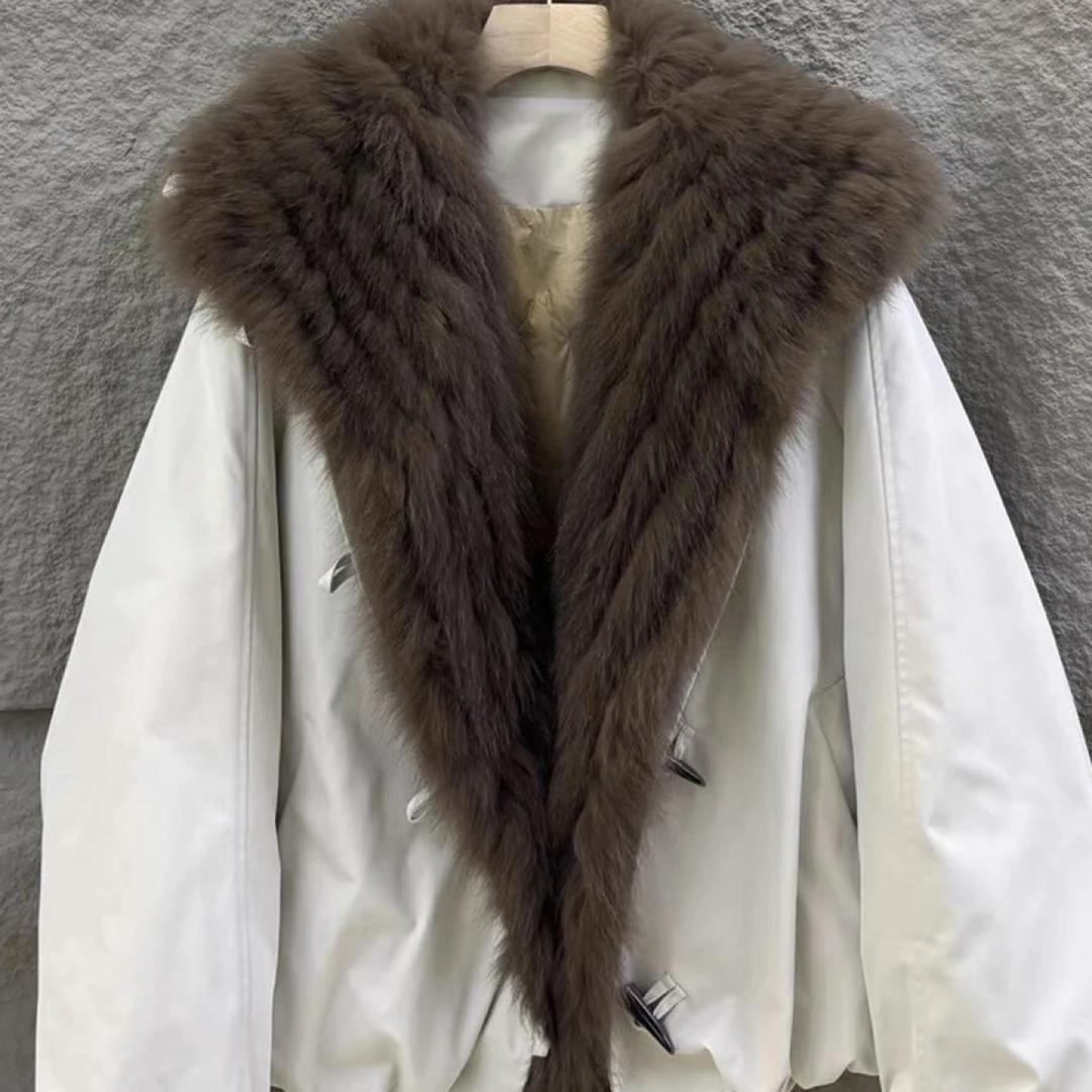 2025秋冬新款外套女超大海军领羽绒内胆短款派克服大衣