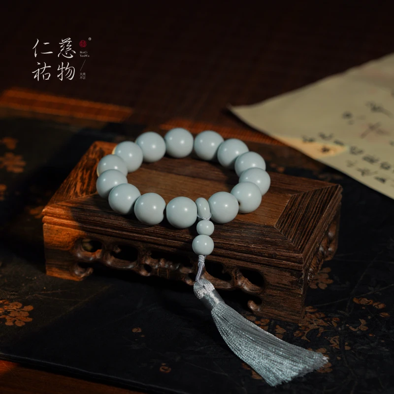 汝窑流苏手串念珠文玩礼物送妈妈长辈朋友小众原创饰品国风礼品