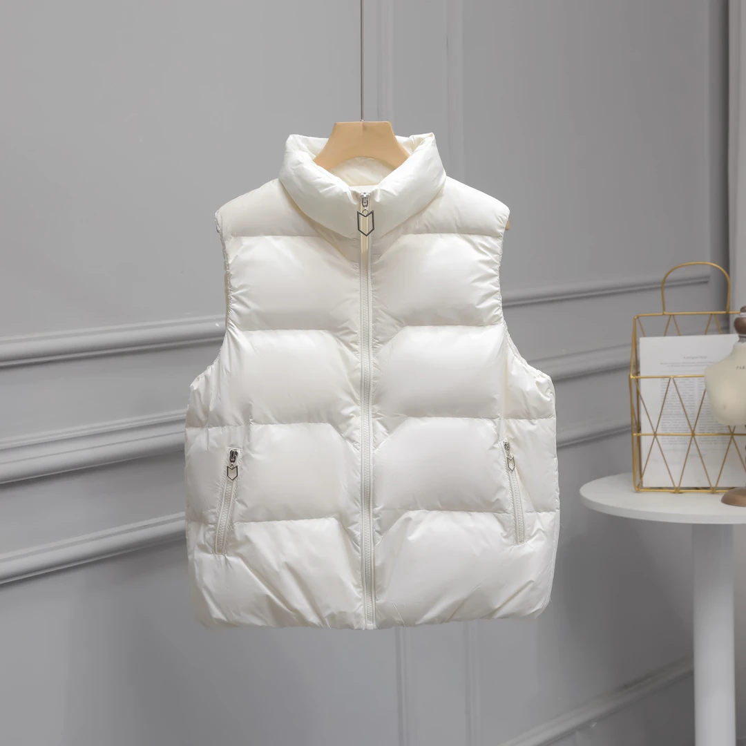 2025春新品白鸭绒羽绒马夹女 排骨马甲小香风