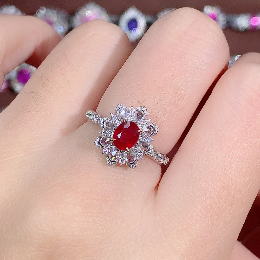 18K金镶嵌戒指红宝石1.02ct/天然宝石/七天无理由
