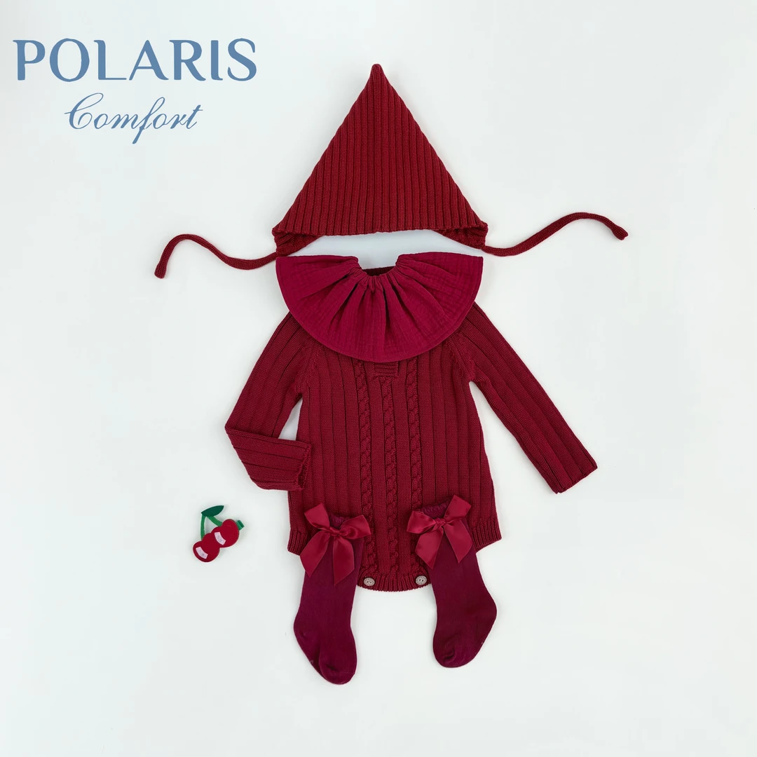 POLARIS | 酱果红 | 秋冬新年马年周岁宝宝针织长袖红色毛衣包屁