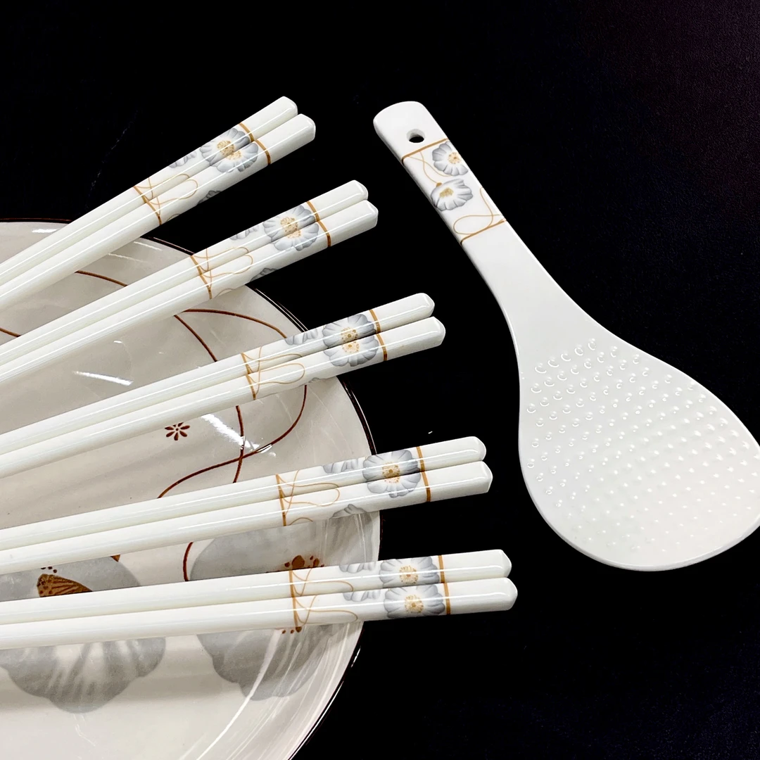 岁月静好骨瓷筷子10双+饭铲 不带礼盒 破损补发