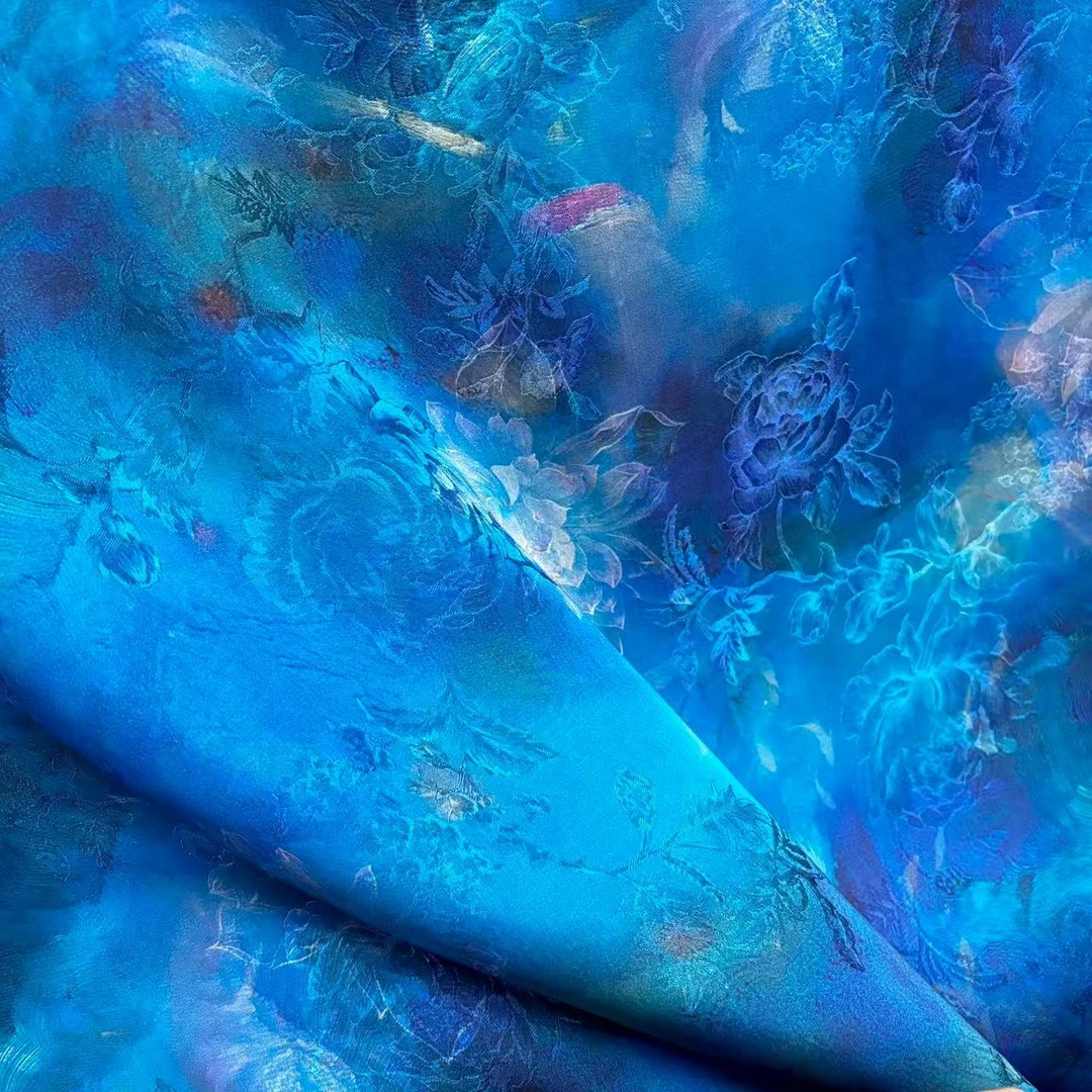 【幽蓝幻花】红云纱面料新中式风格【HV9963】