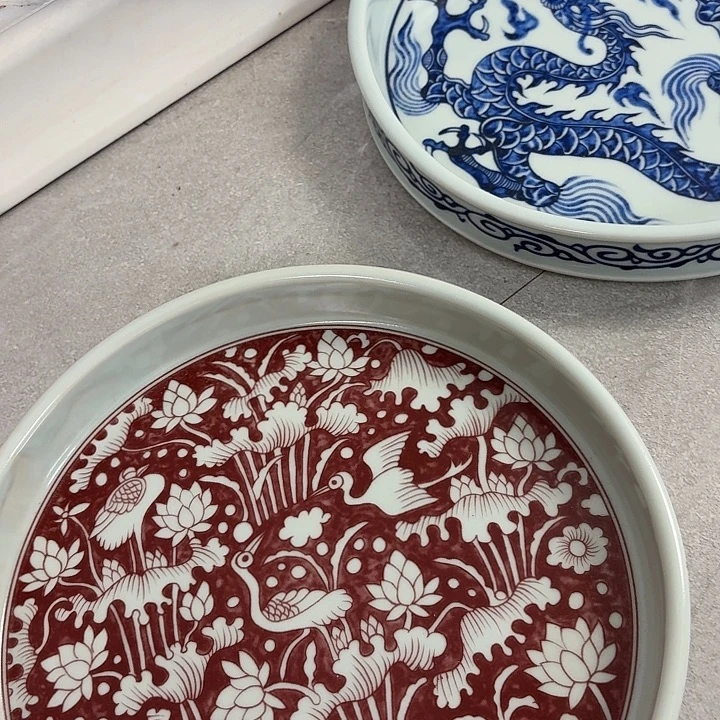 瓷片釉里红一路连科干泡台