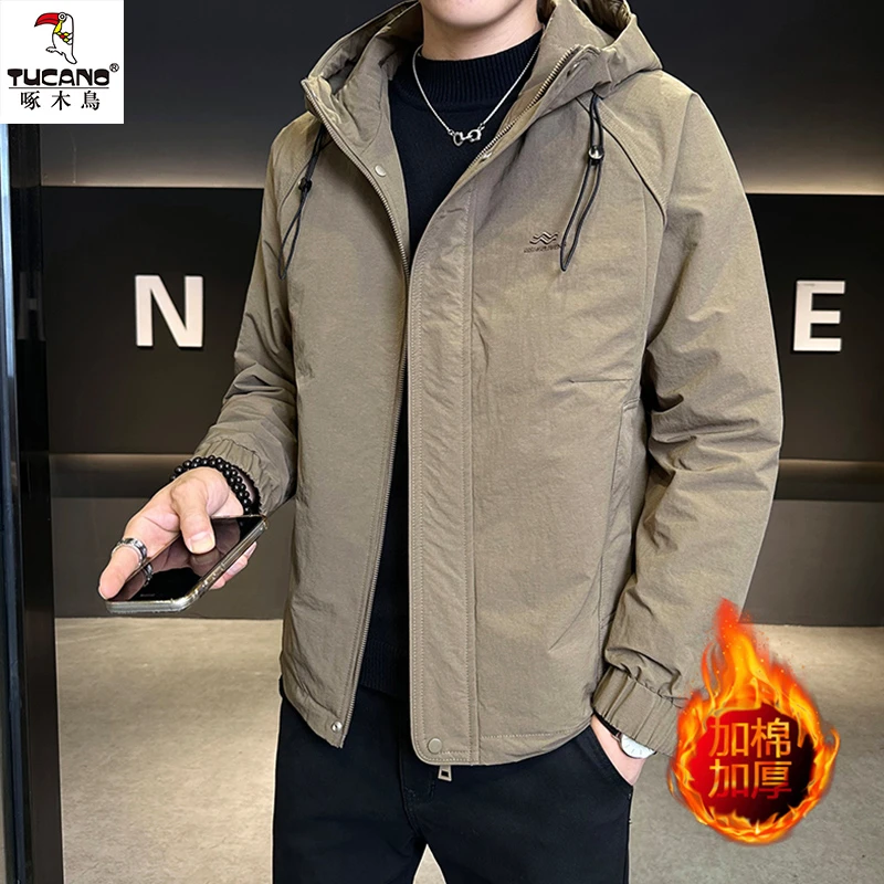 TUCANO/啄木鳥秋冬季男士工装加棉加厚连帽保暖外套休闲二棉夹克