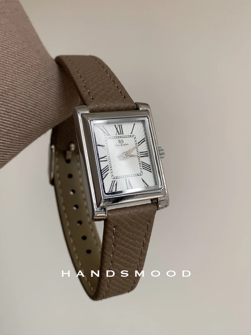 handsmood 经典罗马刻度方形薄款表盘时尚职场通勤气质女士手表