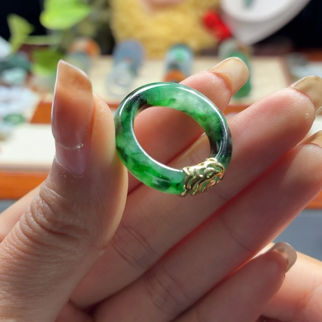 未镶嵌戒指翡翠辣椒绿绿12.5#微瑕已镶