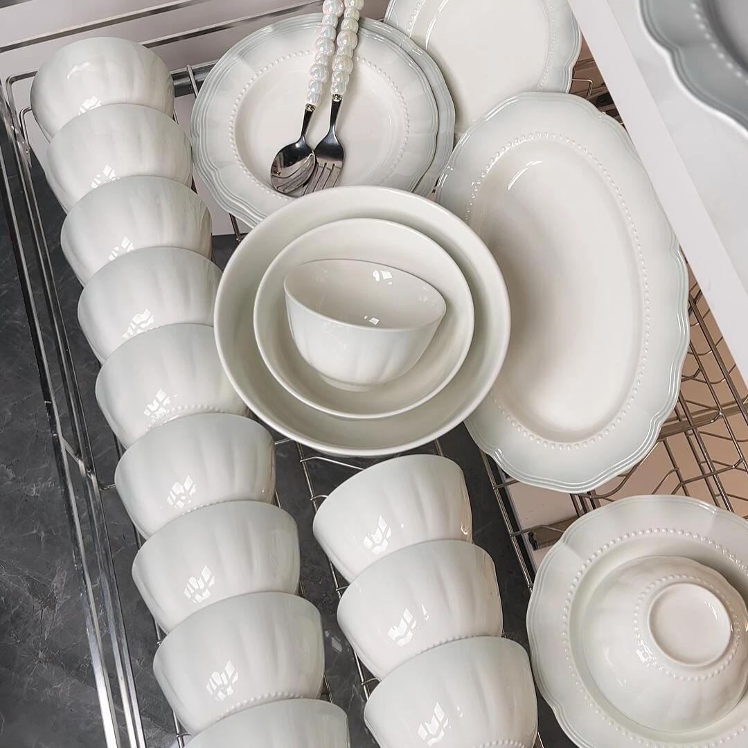 遥荷渐变灰78件高级感碗碟套装乔迁之喜餐具碗筷新居陶瓷全家庭用